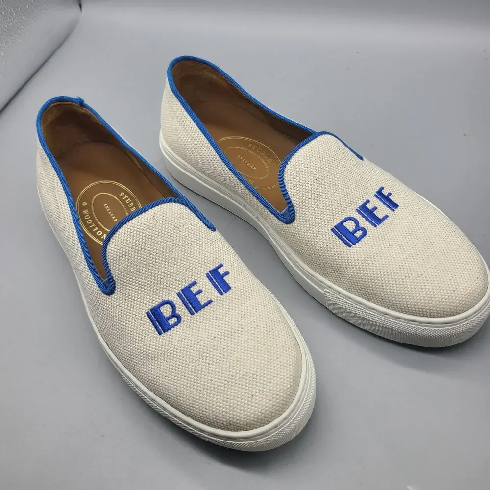 Stubbs & Wootton mens canvas Sneakers Loafers slip-on Shoes sz 10 EE NEW
